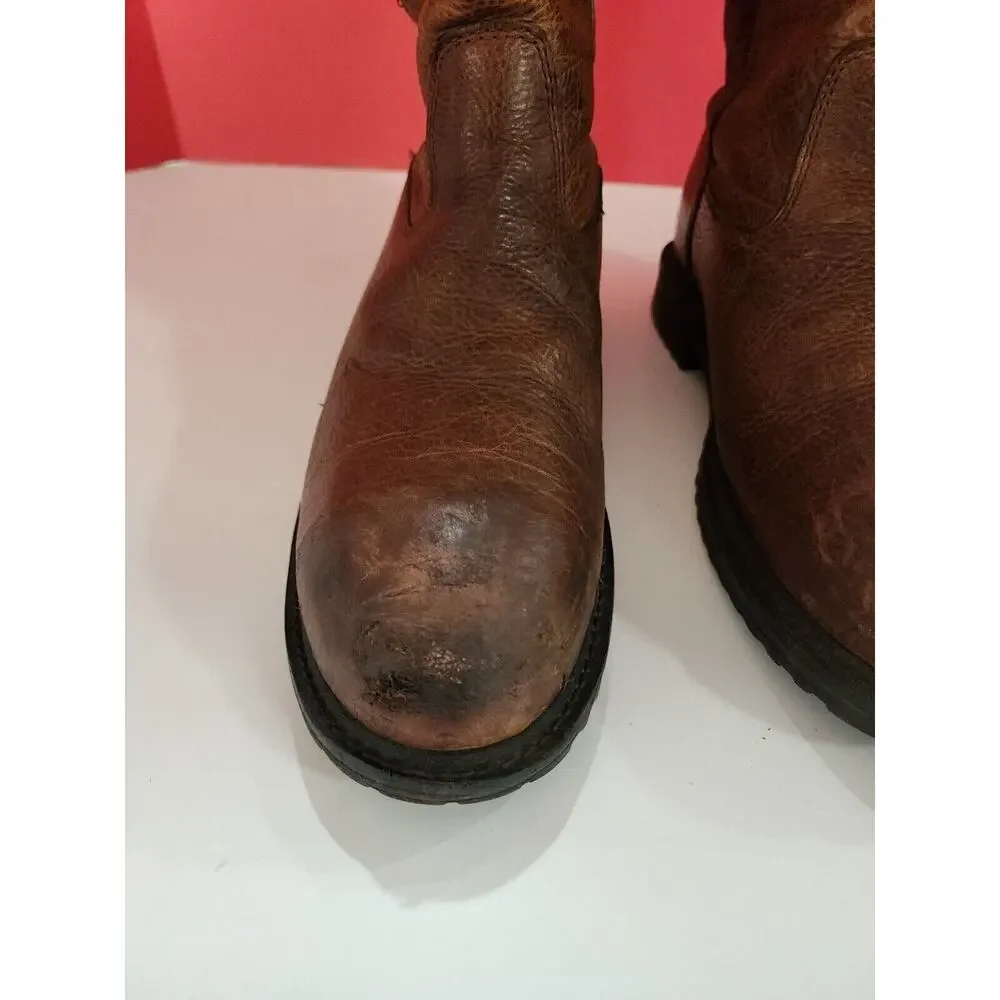 Ariat 12 D Mens Brown Leather Steel Toe Pull On Round Toe Boots